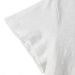 Sale OUKU 100% Cotton Men's Casual T Shirt Plain Crew Neck Summer Tee Street Holiday Short Sleeve Raw Edges Fashion Casual Comfortable Top Tee