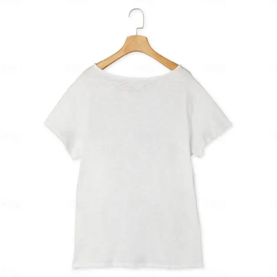 Sale OUKU 100% Cotton Men's Casual T Shirt Plain Crew Neck Summer Tee Street Holiday Short Sleeve Raw Edges Fashion Casual Comfortable Top Tee