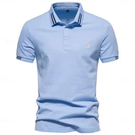 Discount OUKU 100% Cotton Men's Polo Shirts Casual Solid Color Short Sleeve Polo Shirts for Men New Summer Desinger Clothing Men