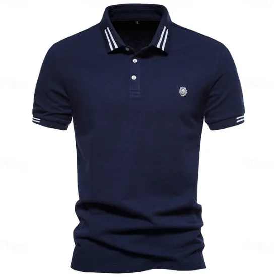 Discount OUKU 100% Cotton Men's Polo Shirts Casual Solid Color Short Sleeve Polo Shirts for Men New Summer Desinger Clothing Men