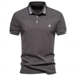 Discount OUKU 100% Cotton Men's Polo Shirts Casual Solid Color Short Sleeve Polo Shirts for Men New Summer Desinger Clothing Men