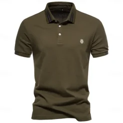 Discount OUKU 100% Cotton Men's Polo Shirts Casual Solid Color Short Sleeve Polo Shirts for Men New Summer Desinger Clothing Men
