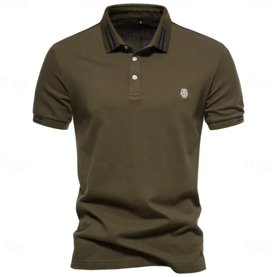 Discount OUKU 100% Cotton Men's Polo Shirts Casual Solid Color Short Sleeve Polo Shirts for Men New Summer Desinger Clothing Men