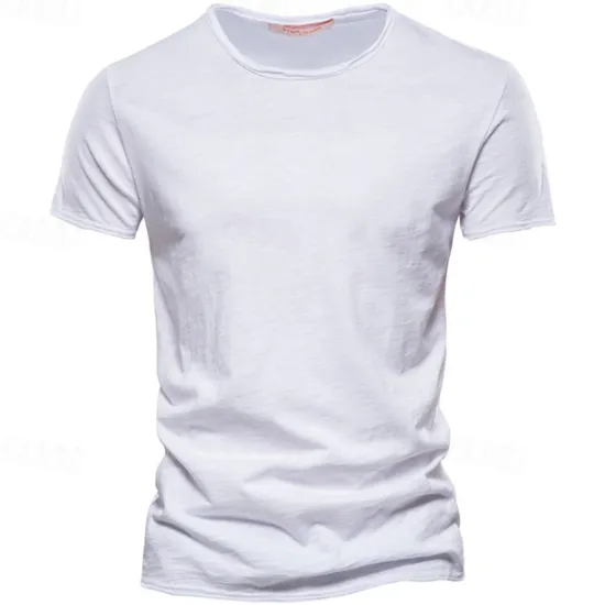 Online OUKU 100% Cotton Men's T-shirt Fashion Cut Design Soild Tops Tees Short Sleeve Summer T Shirt For Men