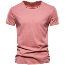 Online OUKU 100% Cotton Men's T-shirt Fashion Cut Design Soild Tops Tees Short Sleeve Summer T Shirt For Men