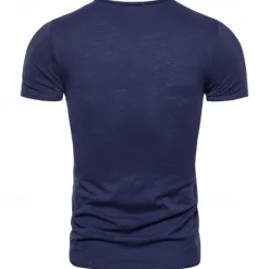 Online OUKU 100% Cotton Men's T-shirt Fashion Cut Design Soild Tops Tees Short Sleeve Summer T Shirt For Men