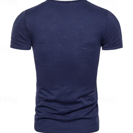 Online OUKU 100% Cotton Men's T-shirt Fashion Cut Design Soild Tops Tees Short Sleeve Summer T Shirt For Men