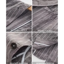 Best OUKU 100% Linen Men's Linen Blazer Blazer Business Formal Evening Wedding Party Fashion Casual Spring & Fall Stripes Pocket Casual / Daily Single Breasted Blazer White Coffee Navy Blue
