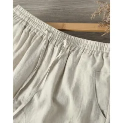 Outlet OUKU 100% Linen Men's Linen Pants Trousers Summer Pants Tapered Carrot Pants Pocket Drawstring Elastic Waist Plain Breathable Comfortable Daily Vacation Going out Classic Casual Black White