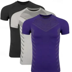 Online OUKU 3 Pack Men's Gym Fitness Tops Sports T-Shirt Crew Neck Short Sleeve Sport Casual Daily Gym Quick dry Breathable Soft Color Block Black Red Blue Black Gray Activewear Fashion Basic Gym Top