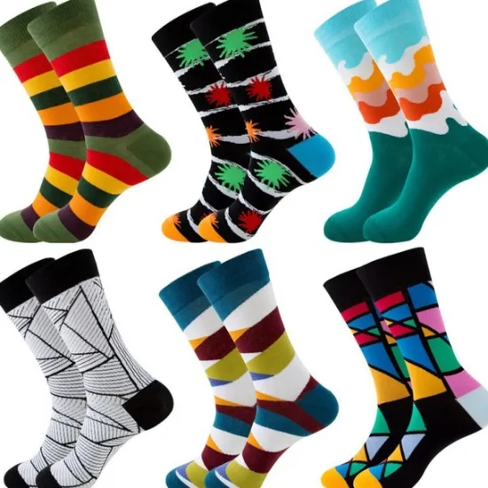 Online OUKU 1 Pair Men's Fashion Novelty Socks Colorful Dress Crew Socks Sports Outdoor White Cute Funky Patterned Casual Cotton Socks Cartoon Autumn And Winter Plaid Colorful Retro Business Party Dress