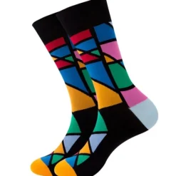 Online OUKU 1 Pair Men's Fashion Novelty Socks Colorful Dress Crew Socks Sports Outdoor White Cute Funky Patterned Casual Cotton Socks Cartoon Autumn And Winter Plaid Colorful Retro Business Party Dress