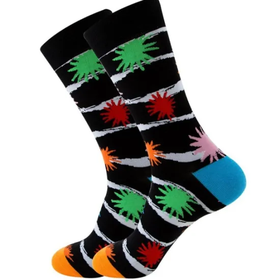Online OUKU 1 Pair Men's Fashion Novelty Socks Colorful Dress Crew Socks Sports Outdoor White Cute Funky Patterned Casual Cotton Socks Cartoon Autumn And Winter Plaid Colorful Retro Business Party Dress