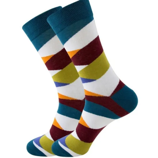 Online OUKU 1 Pair Men's Fashion Novelty Socks Colorful Dress Crew Socks Sports Outdoor White Cute Funky Patterned Casual Cotton Socks Cartoon Autumn And Winter Plaid Colorful Retro Business Party Dress