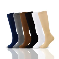 OUKU 6 Pairs Athletic Compression Sports Socks Long Men's Women's Socks Breathable Comfortable Non-slipping Quick Dry Gym Workout Basketball Running Active Training Jogging Sports Nylon Black White Grey