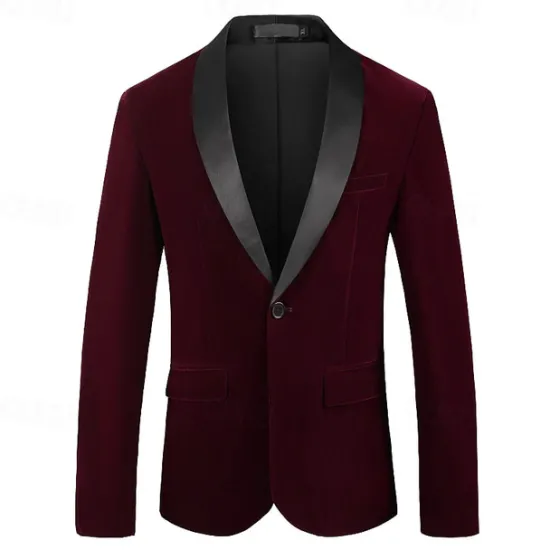 Online OUKU All Blazer Wedding Party Party & Evening Sweet All Seasons Corduroy Plain Wedding Single Breasted Blazer Black Red Blue Green