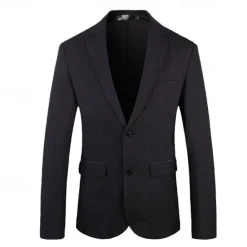 New OUKU All Linen Jacket Linen Blazer Blazer Wedding Party Bachelor's Party Sweet All Seasons Linen Solid / Plain Color Basic Casual Single Breasted Two-button Blazer Black Blue khaki Grey