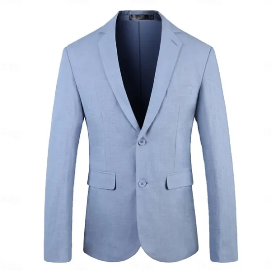 New OUKU All Linen Jacket Linen Blazer Blazer Wedding Party Bachelor's Party Sweet All Seasons Linen Solid / Plain Color Basic Casual Single Breasted Two-button Blazer Black Blue khaki Grey