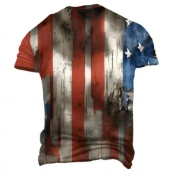 New OUKU American Independence Day Men's American US Flag Eagle T Shirt Short Sleeve T shirt 3D Print Crew Neck Shirt Fashion Daily Designer Party Red Blue Summer Spring Clothing Apparel S M L XL XXL XXXL