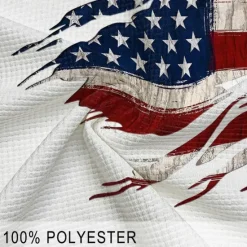 Clearance OUKU American Independence Day Men's American Flag Veterans Waffle Polo Shirts Golf Shirt Short Sleeve Polo Shirts Collared Shirts Casual Streetwear Vacation Wear Party Outfits Buttons 3D Print Summer