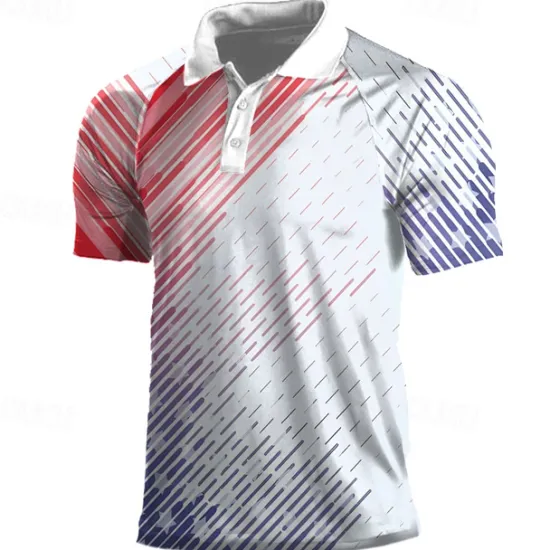 Clearance OUKU American Independence Day Men's Veterans Patriotic Sports Polo Shirts Golf Shirt Short Sleeve Polo Shirts Collared Shirts Casual Streetwear Vacation Wear Party Outfits Buttons 3D Print Spring & Summer