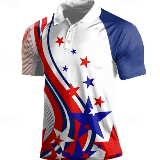Clearance OUKU American Independence Day Men's Veterans Patriotic Sports Polo Shirts Golf Shirt Short Sleeve Polo Shirts Collared Shirts Casual Streetwear Vacation Wear Party Outfits Buttons 3D Print Spring & Summer