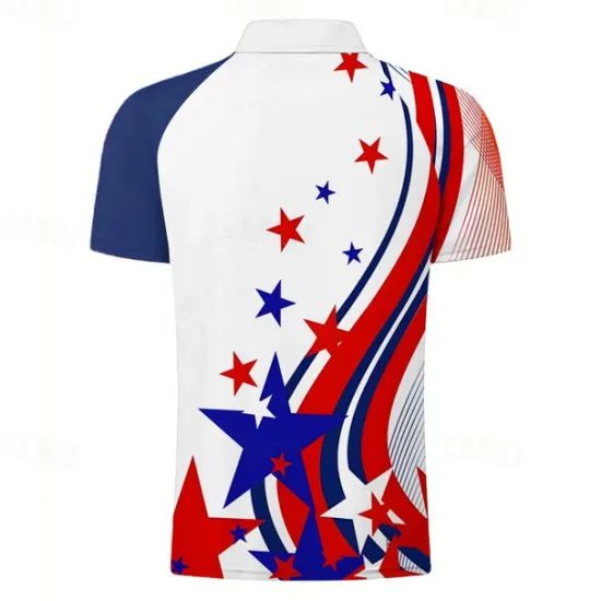 Clearance OUKU American Independence Day Men's Veterans Patriotic Sports Polo Shirts Golf Shirt Short Sleeve Polo Shirts Collared Shirts Casual Streetwear Vacation Wear Party Outfits Buttons 3D Print Spring & Summer