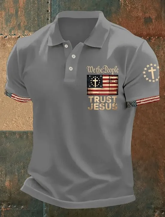Discount OUKU American Independence Day Men's American US Flag Polo Shirts Button Up Polos Golf Shirt Short Sleeve Polo Shirts Lapel Fashion Casual Daily Festival Print Summer Black White Red