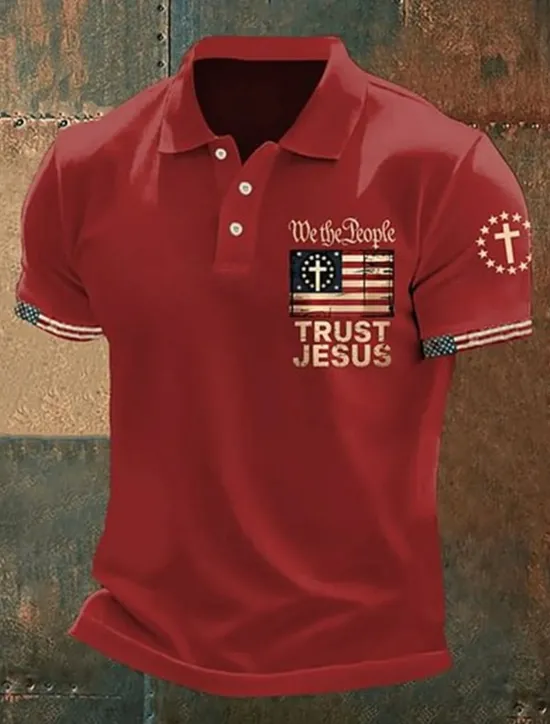 Discount OUKU American Independence Day Men's American US Flag Polo Shirts Button Up Polos Golf Shirt Short Sleeve Polo Shirts Lapel Fashion Casual Daily Festival Print Summer Black White Red