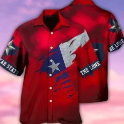 Discount OUKU American Independence Day Men's Cross American Flag Soldier Shirt Button Up Shirt Short Sleeve Fashion Streetwear Designer Outdoor Street Daily Summer Spring Turndown Print Button-Down Red / White