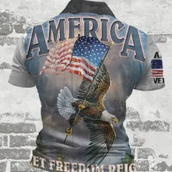 Clearance OUKU American Independence Day Men's American Flag Veterans Waffle Polo Shirts Golf Shirt Short Sleeve Polo Shirts Collared Shirts Casual Streetwear Vacation Wear Party Outfits Buttons 3D Print Summer Gray