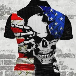 Best OUKU American Independence Day Men's American Flag Veterans Waffle Polo Shirts Golf Shirt Short Sleeve Polo Shirts Collared Shirts Streetwear Vacation Wear Party Outfits Buttons 3D Print Summer Spring Black