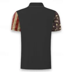 Clearance OUKU American Independence Day Men's American Flag Veterans Polo Shirts Golf Shirt Short Sleeve Polo Shirts Collared Shirts Streetwear Vacation Wear Party Outfits Buttons 3D Print Summer Spring Black