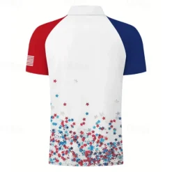 New OUKU American Independence Day Men's Veterans Patriotic Polo Shirts Short Sleeve Polo Shirts Turndown Casual Street Daily Holiday Beach 3D Spring & Summer White Red Navy Blue