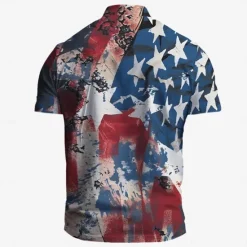 Sale OUKU American Independence Day Men's American Flag Veterans Polo Shirts Golf Shirt Short Sleeve Polo Shirts Collared Shirts Casual Streetwear Vacation Wear Party Outfits Buttons 3D Print Spring & Summer