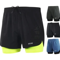 Online OUKU Arsuxeo Men's Running Shorts Gym Shorts Yoga Shorts Drawstring 2 in 1 Split Zipper Pocket Base Layer Outdoor Athletic Summer Spandex Quick Dry Lightweight Reflective Strips Yoga Gym Workout Marathon