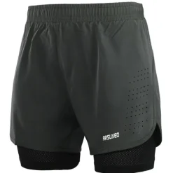 Online OUKU Arsuxeo Men's Running Shorts Gym Shorts Yoga Shorts Drawstring 2 in 1 Split Zipper Pocket Base Layer Outdoor Athletic Summer Spandex Quick Dry Lightweight Reflective Strips Yoga Gym Workout Marathon