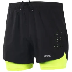 Online OUKU Arsuxeo Men's Running Shorts Gym Shorts Yoga Shorts Drawstring 2 in 1 Split Zipper Pocket Base Layer Outdoor Athletic Summer Spandex Quick Dry Lightweight Reflective Strips Yoga Gym Workout Marathon