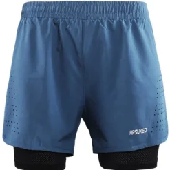 Online OUKU Arsuxeo Men's Running Shorts Gym Shorts Yoga Shorts Drawstring 2 in 1 Split Zipper Pocket Base Layer Outdoor Athletic Summer Spandex Quick Dry Lightweight Reflective Strips Yoga Gym Workout Marathon