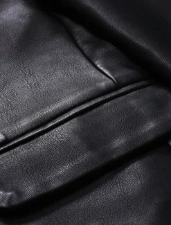 New OUKU Men's PU Leather Blazer Office Work Street Pocket Fashion Casual Spring & Fall Polyester Plain Pocket Casual / Daily Single Breasted Blazer Black