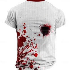 Best OUKU Blood stains I'm Fine Vacation Sports Fashion Men's 3D Print T shirt Tee Party Street Sports Outdoor T shirt & White Short Sleeve Crew Neck Shirt Summer Spring Clothing Apparel S M L XL 2XL 3XL Red