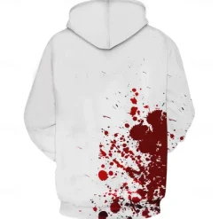 Online OUKU Blood stains Men's Comfort Color Sweatshirts Fashion 3D Print Hoodie Hoodies Crew Neck Fall White