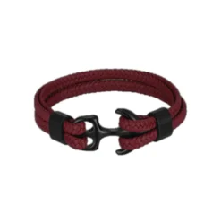 Best OUKU bracelet for men, sturdy cowhide leather bracelet, multilayer vintage anchor bracelet wrap cuff - blue with silver anchor