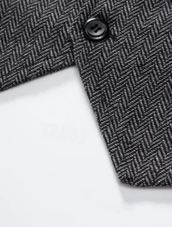 Discount OUKU Brown Grey Men's Fashion Herringbone Tweed Vest Tailored Fit V Neck Single Breasted Four-buttons