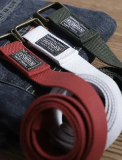 New OUKU Canvas Belt Unisex Web Fabric Casual Belt with Double D-ring Black Green Canvas Alloy Fashion Plain Daily Wear Weekend