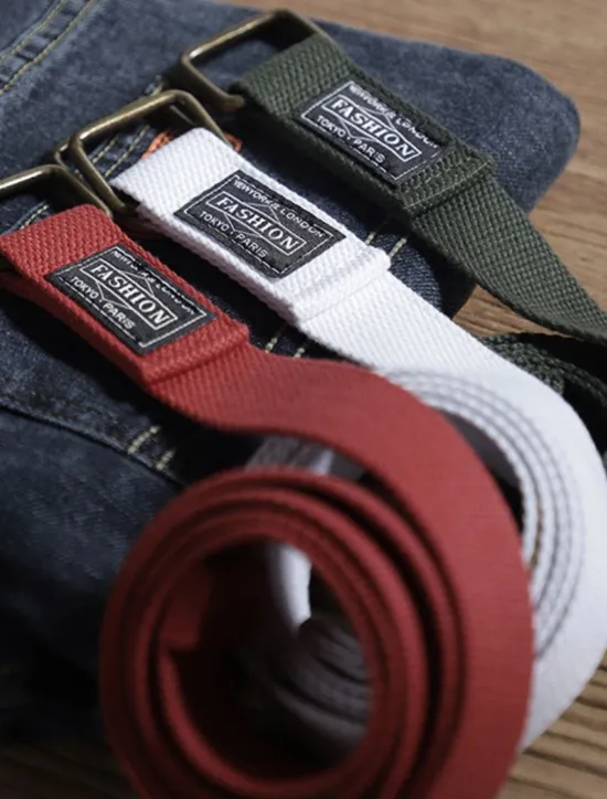 New OUKU Canvas Belt Unisex Web Fabric Casual Belt with Double D-ring Black Green Canvas Alloy Fashion Plain Daily Wear Weekend