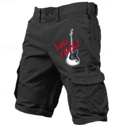 Hot OUKU Carefree Interlude X Joshua Jo Men's Vintage Guitar 6 Pocket Vacation Cargo Shorts