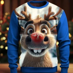 Clearance OUKU Christmas Men's 3D Print 3D 3D Cartoon Sweatshirts Sweatshirt Sweatshirt Long Sleeve Sweatshirt Crew Neck 3D Funny 3D Print Christmas Vacation Party Crewneck 3D Print 3D Winter Spring & Fall