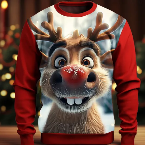 Clearance OUKU Christmas Men's 3D Print 3D 3D Cartoon Sweatshirts Sweatshirt Sweatshirt Long Sleeve Sweatshirt Crew Neck 3D Funny 3D Print Christmas Vacation Party Crewneck 3D Print 3D Winter Spring & Fall