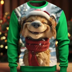 OUKU Christmas Men's Dog 3D Print 3D Sweatshirts Sweatshirt Sweatshirt Long Sleeve Sweatshirt Crew Neck 3D Funny 3D Print Christmas Vacation Party Crewneck 3D Print 3D Winter Spring & Fall